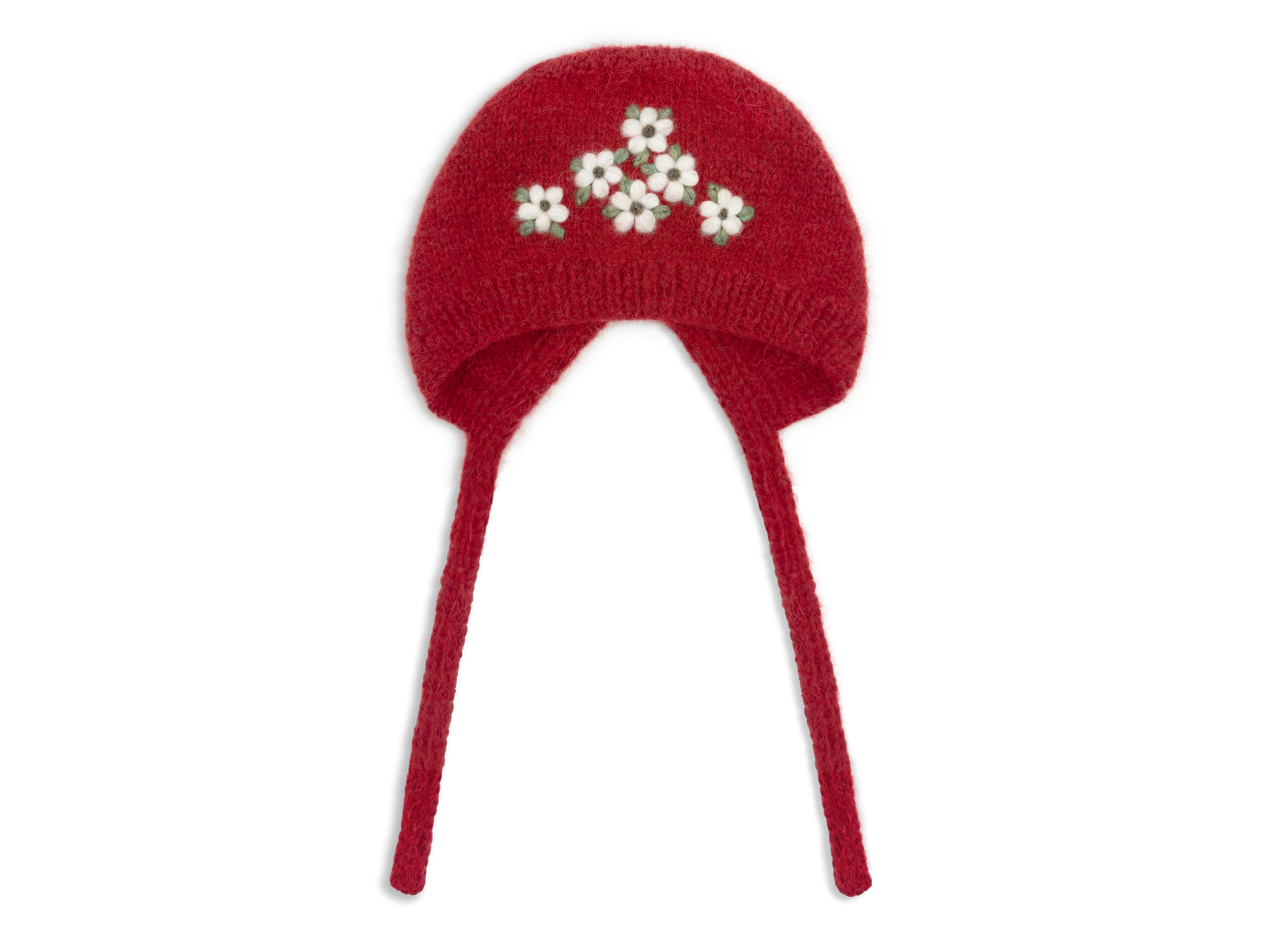 Red Daisywave Embroidered Bonnet