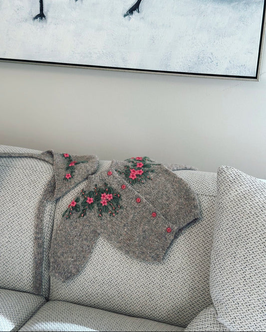 Oat Rose Vine Hand-Knitted Cardigan