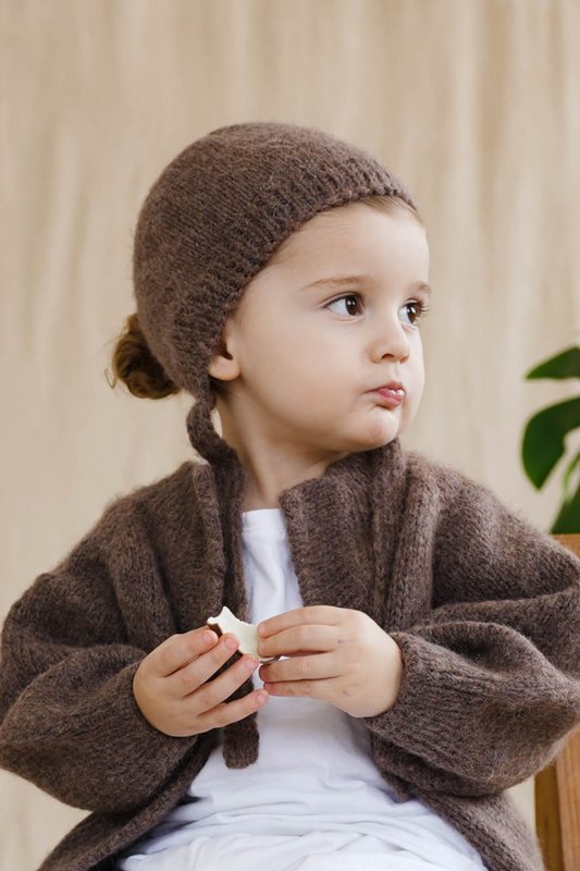 Rich Brown Hand-Knit Bonnet