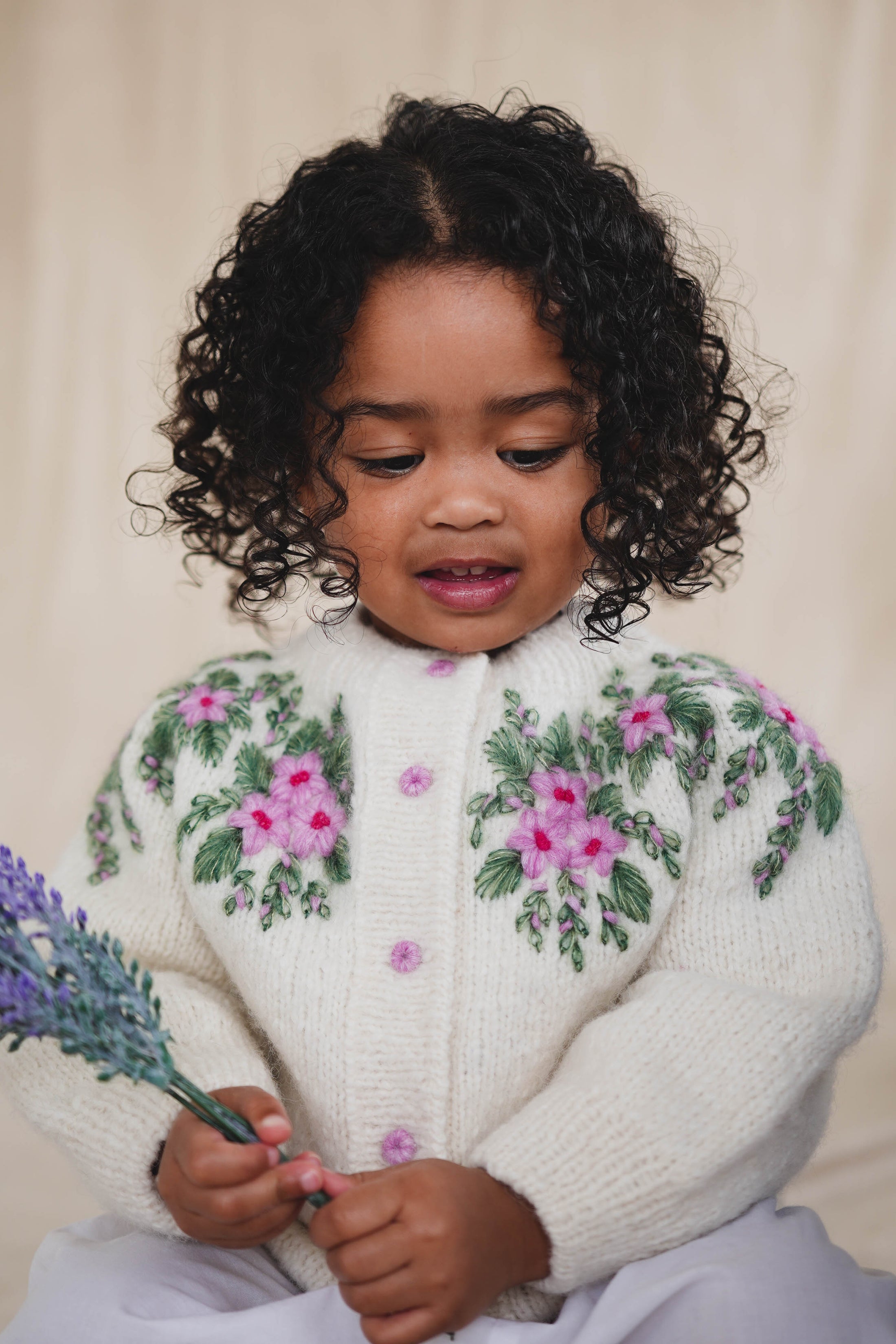 Botanical Hand-Knitted Cardigan