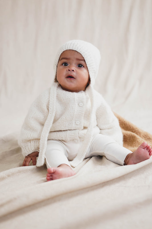 White Hand-Knitted Cardigan
