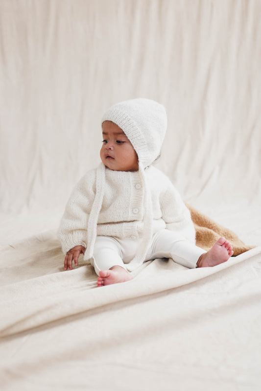 White Hand-Knit Bonnet
