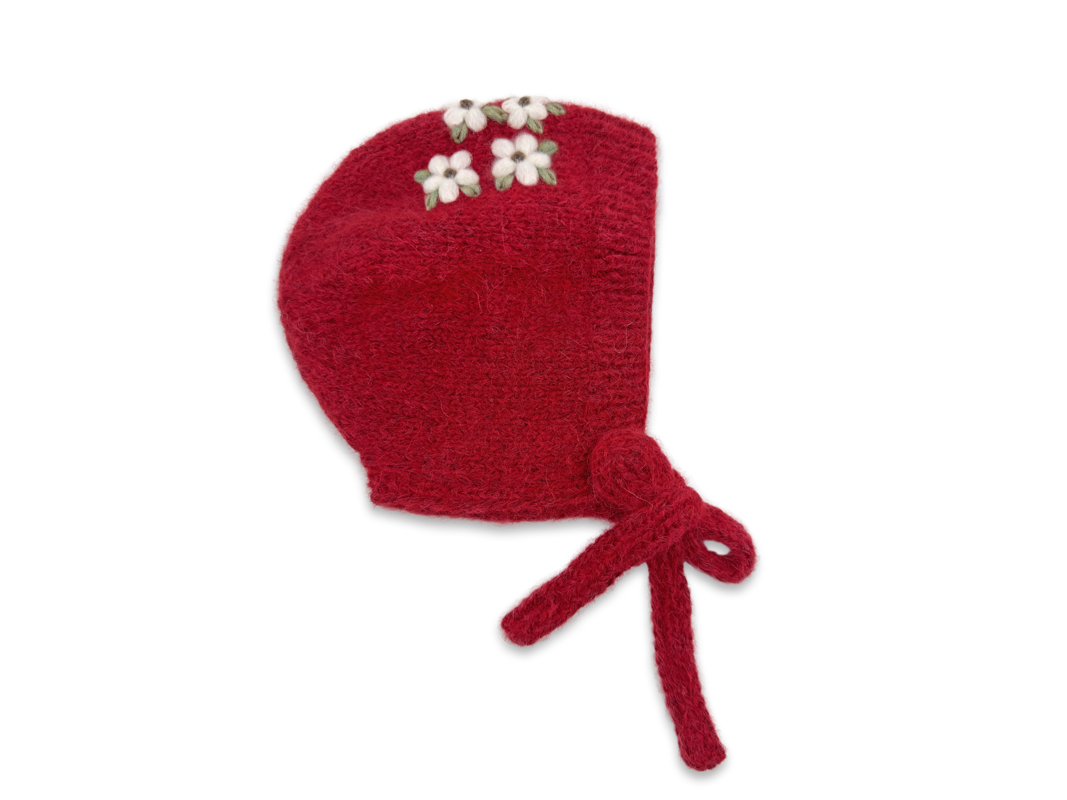 Red Daisywave Embroidered Bonnet