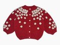 Load image into Gallery viewer, Red Daisywave Hand-Knitted Cardigan
