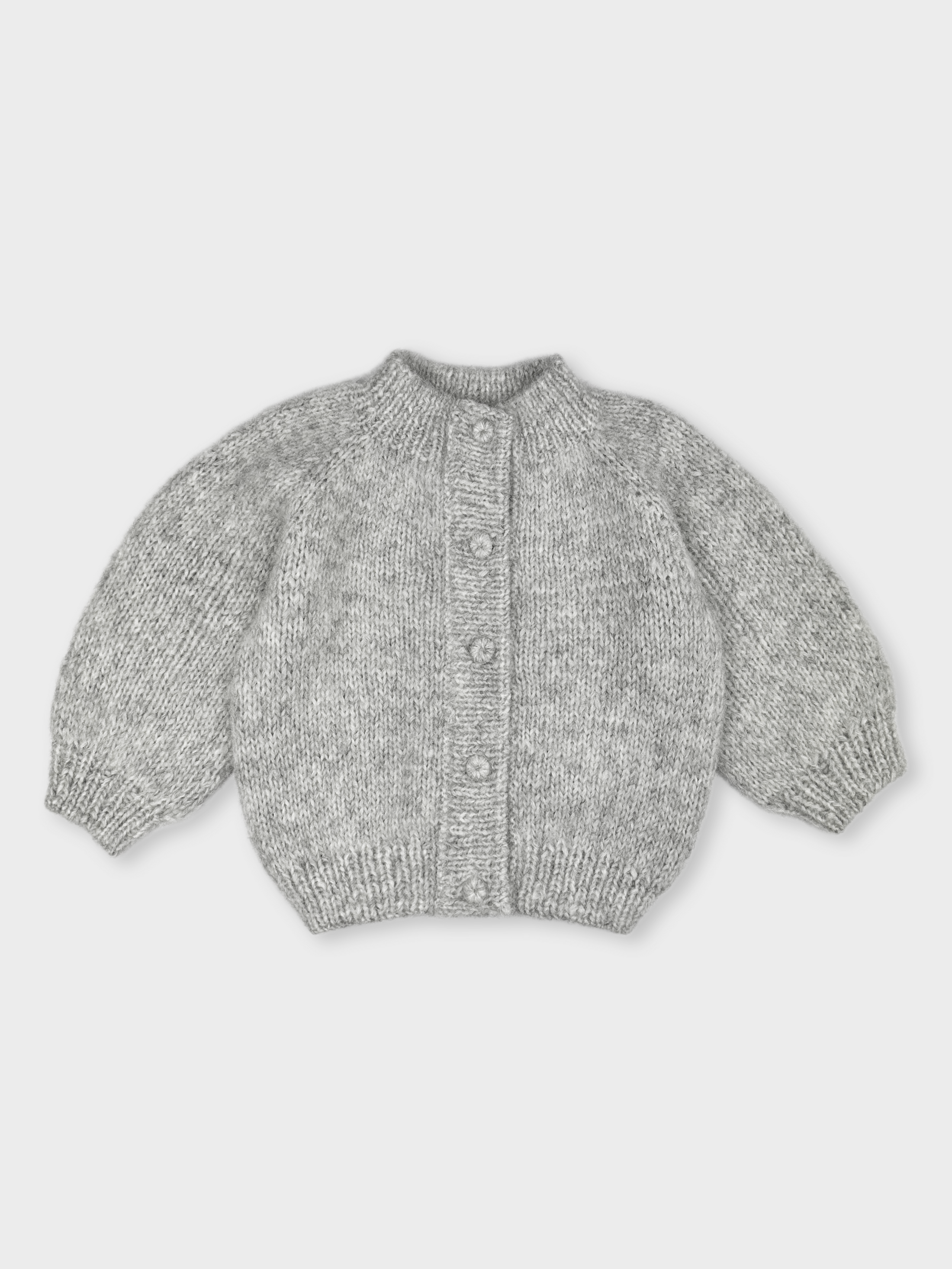 Pale Grey Hand-Knit Cardigan