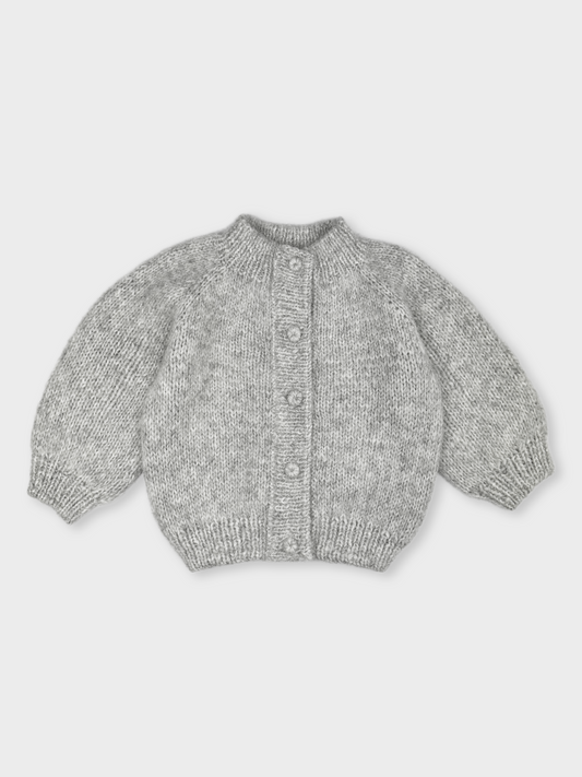 Pale Grey Hand-Knit Cardigan