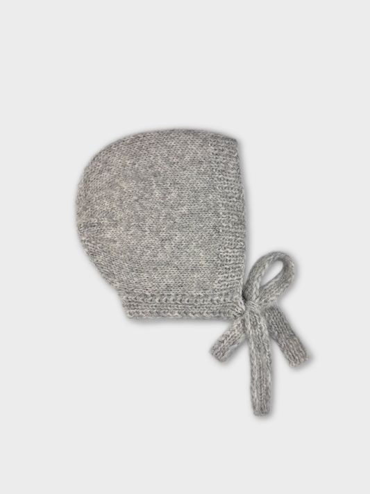 Pale Grey Hand-Knit Bonnet