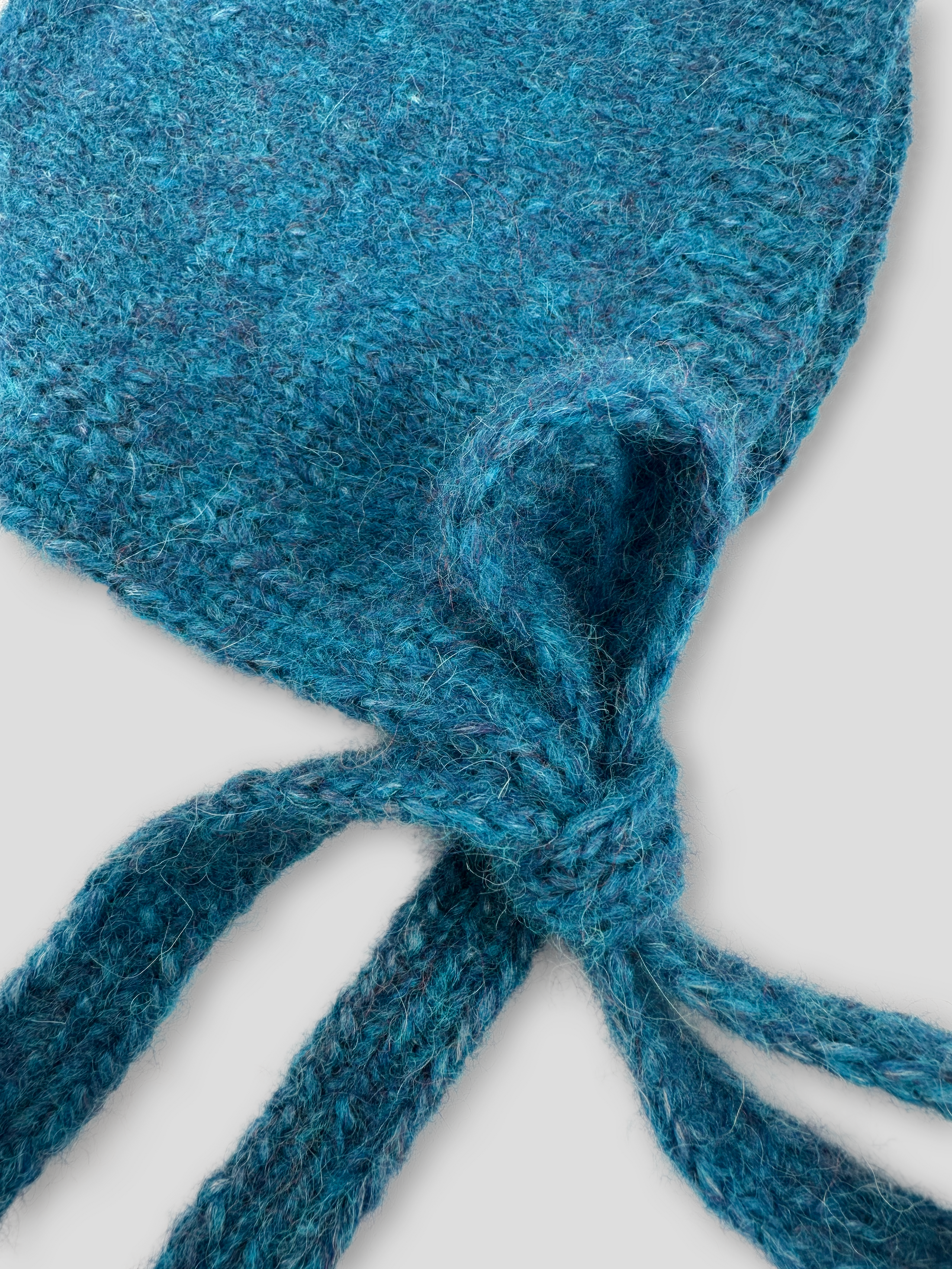 Peacock Blue Hand-Knit Bonnet