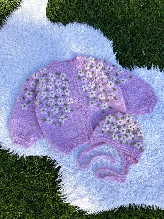 Pale Daisies Hand-Knitted Cardigan