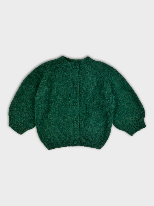 Forest Green Hand-Knit Cardigan