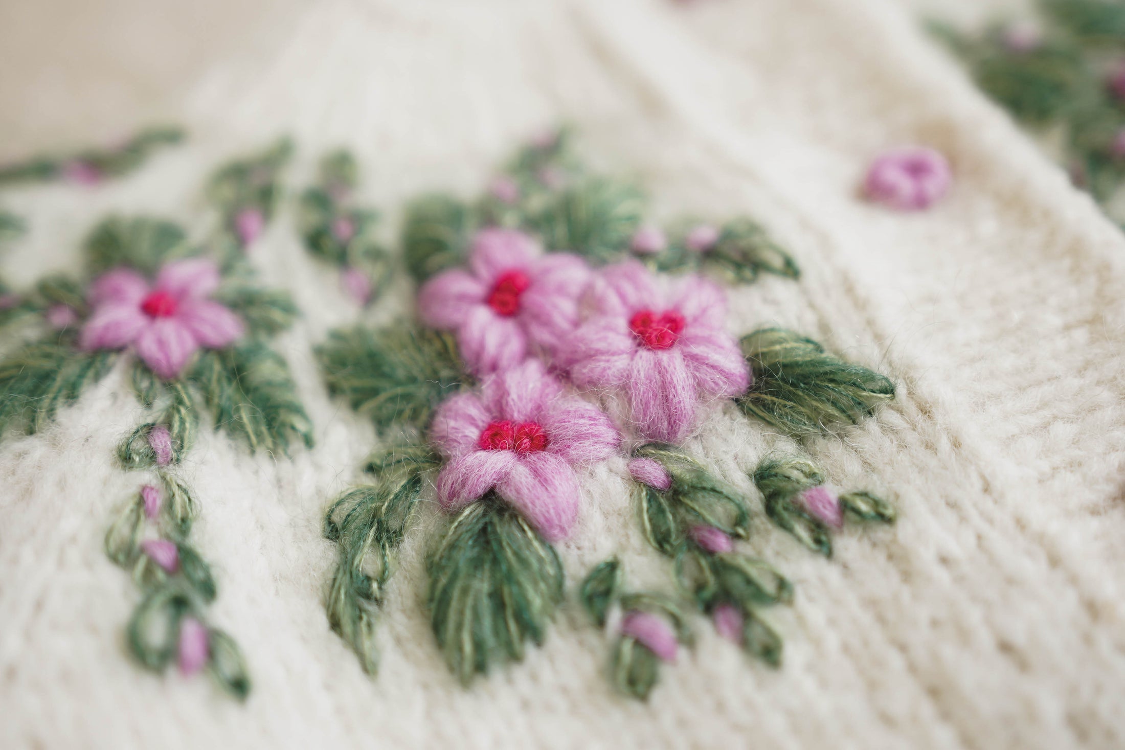 Botanical Hand-Knitted Cardigan