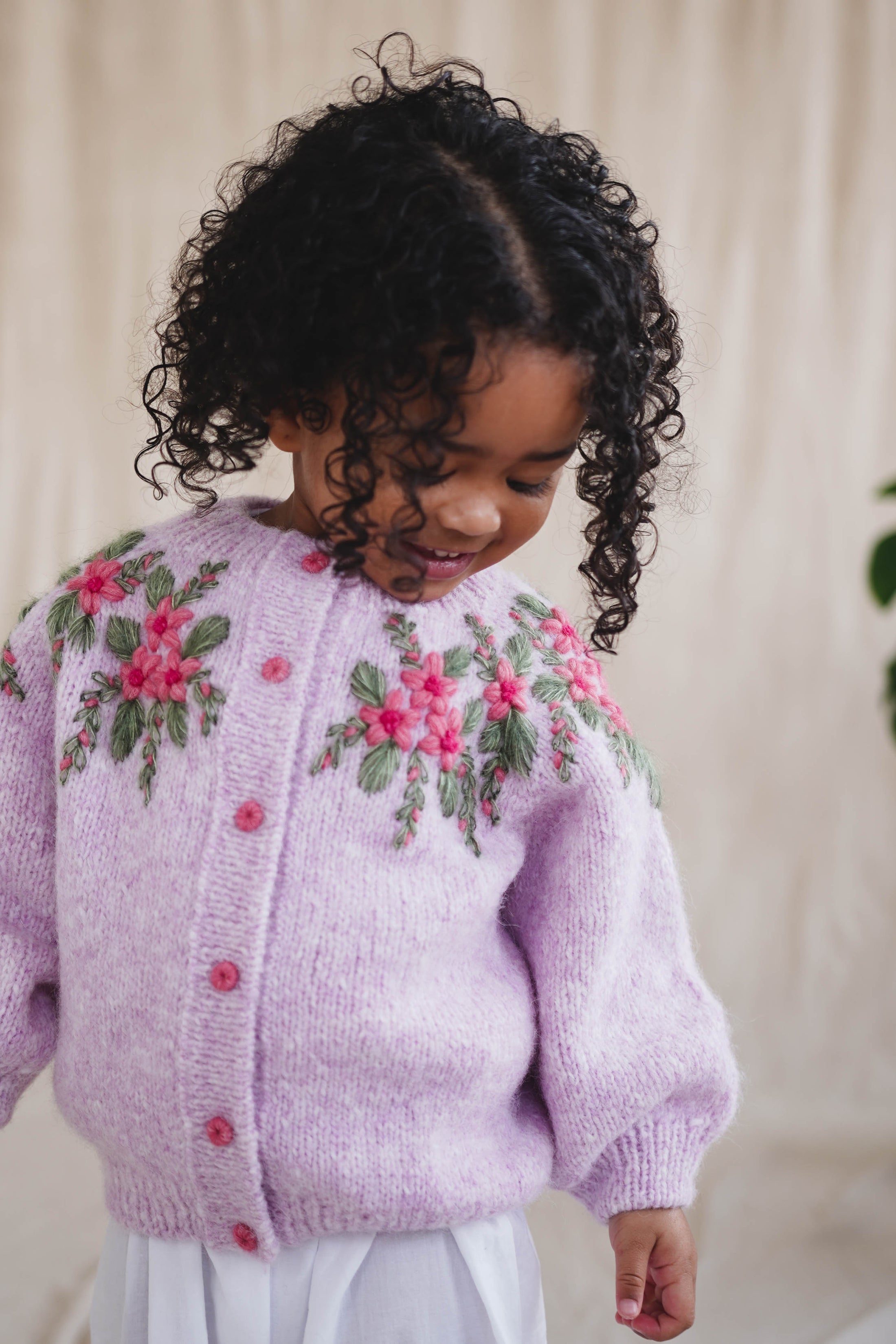 Rosette Hand-Knitted Cardigan