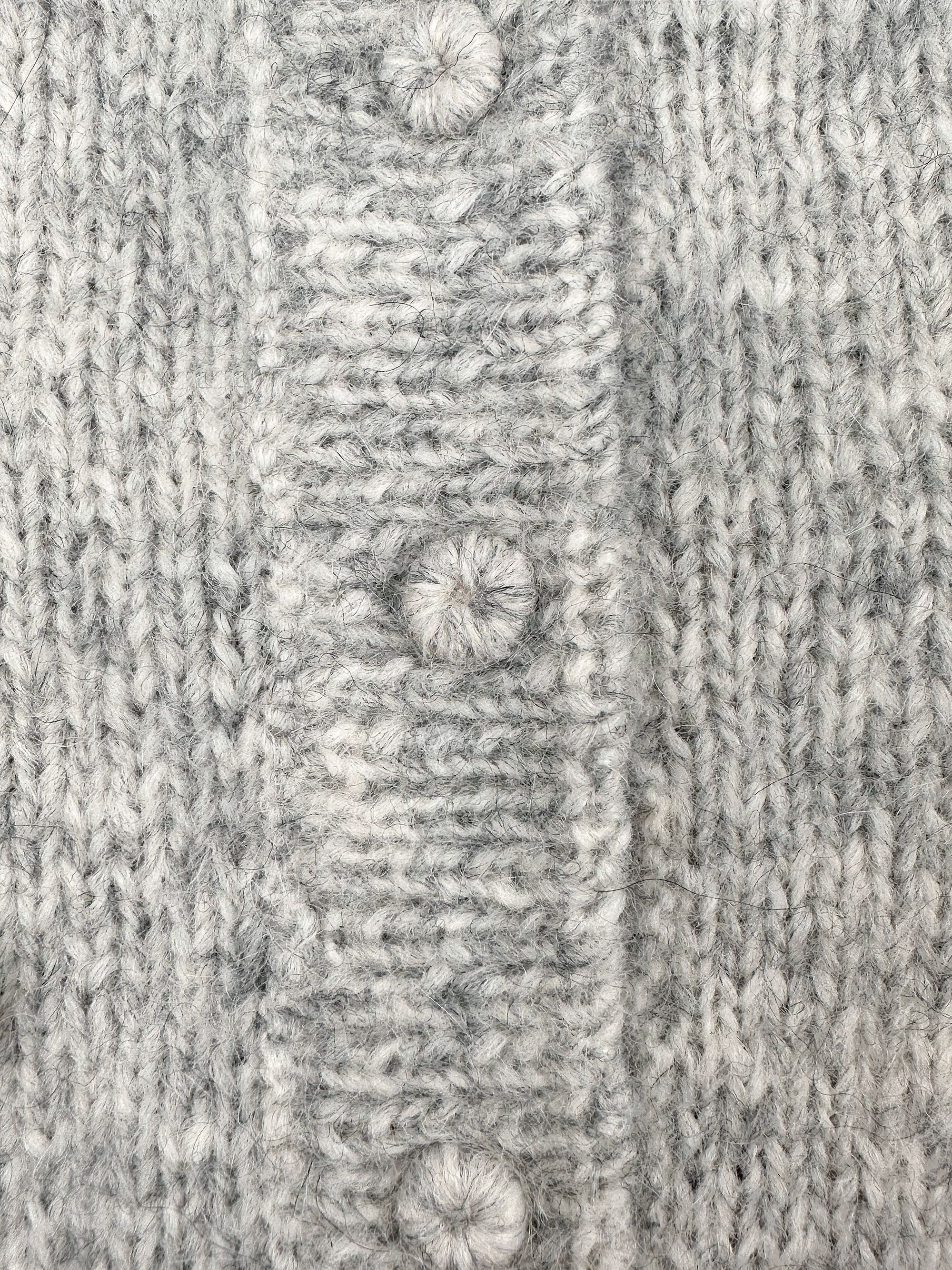 Pale Grey Hand-Knit Cardigan