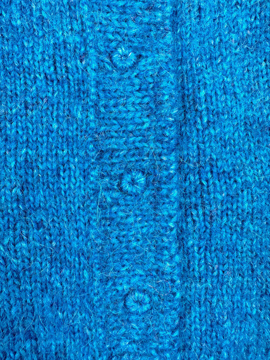 Peacock Blue Hand-Knit Cardigan