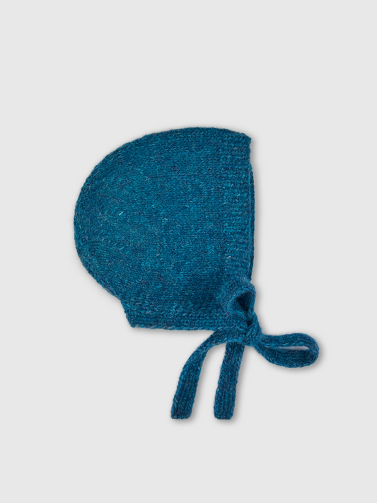 Peacock Blue Hand-Knit Bonnet