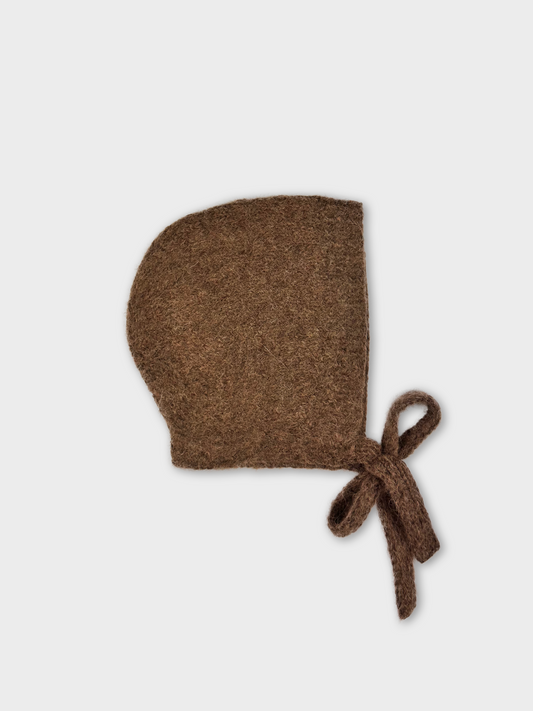 Rich Brown Hand-Knit Bonnet