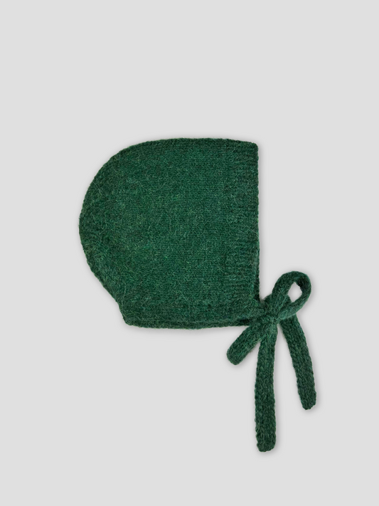 Forest Green Hand-Knit Bonnet