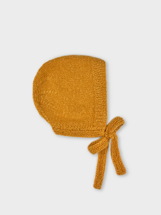 Mustard Yellow Hand-Knit Bonnet