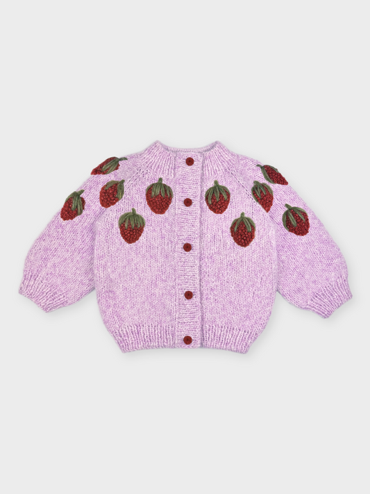 Pink Strawberry Fields Hand-Knitted Cardigan