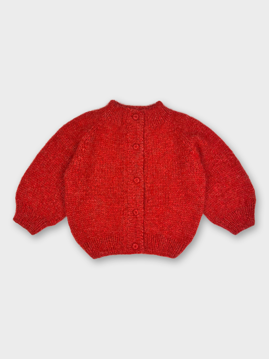 Red Hand-Knit Cardigan