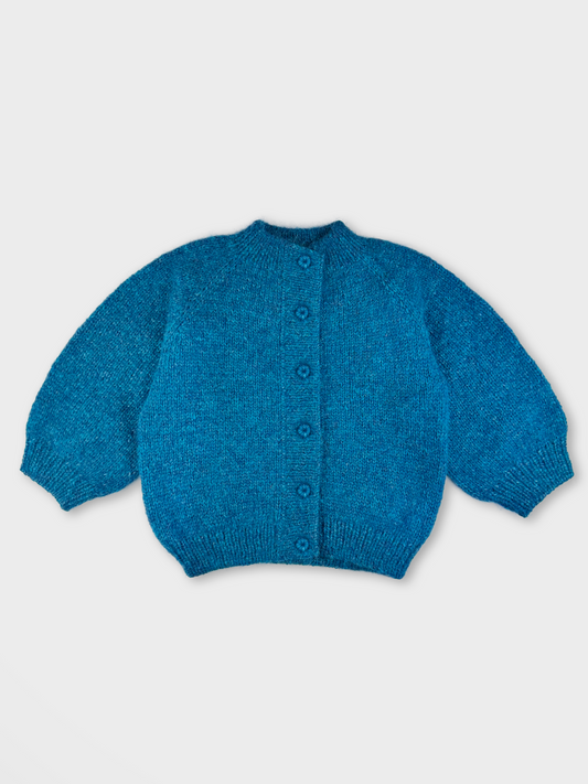 Peacock Blue Hand-Knit Cardigan