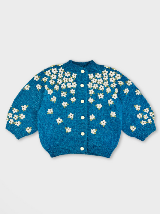 Peacock Daisies Hand-Knitted Cardigan