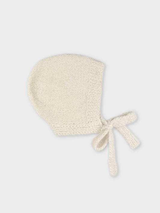 White Hand-Knit Bonnet